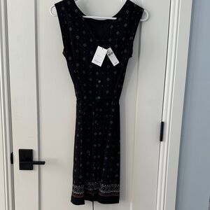 NWT Banana Republic Black Midi Dress with Diamond Pattern